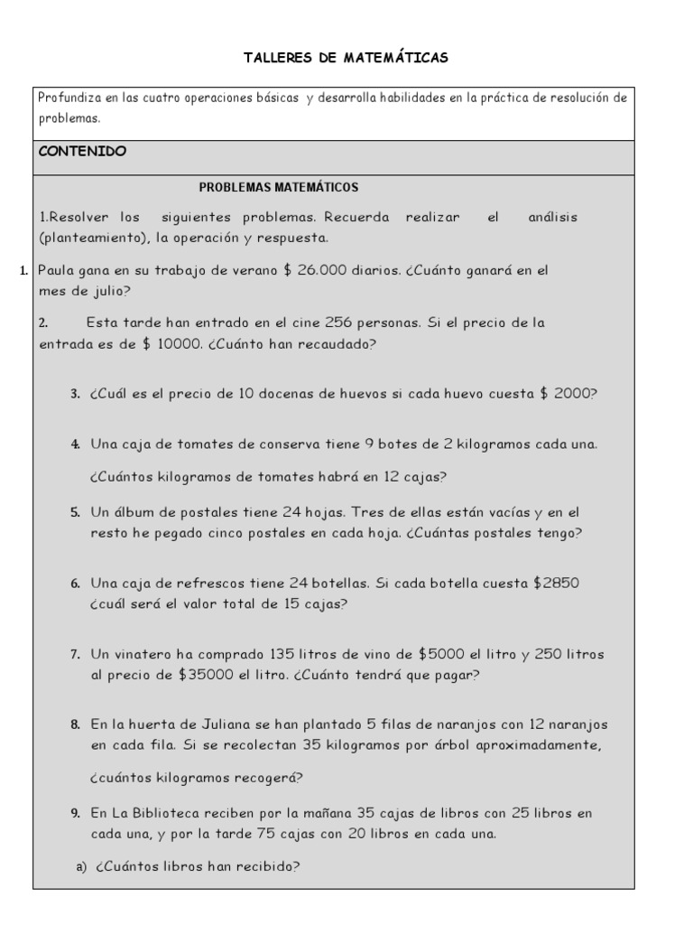 Problemas Matemáticos 4to Grado | PDF | Métodos y materiales de enseñanza
