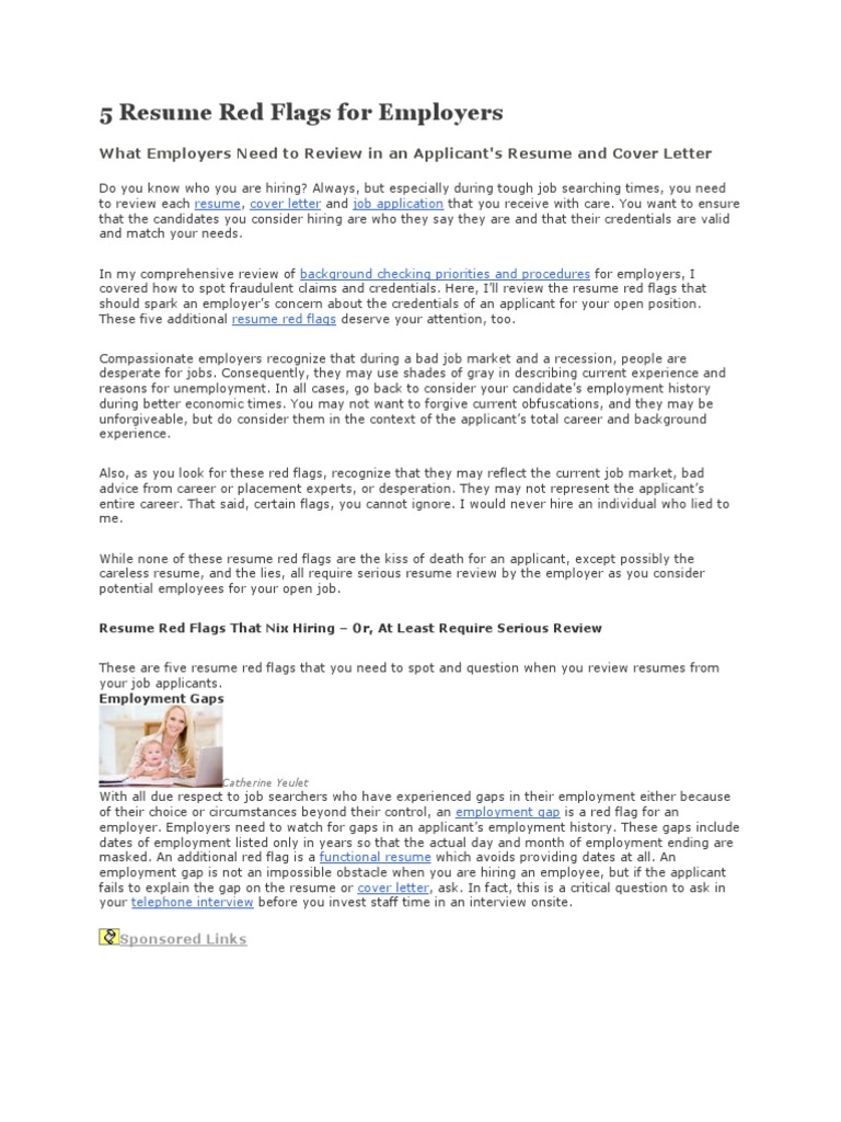 5 Resume Red Flags For | PDF | Career & Growth