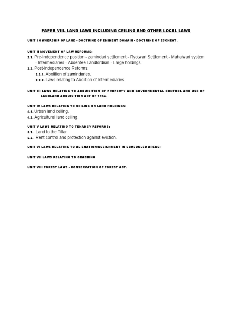 Land Laws: Ceiling and Local Regulations | PDF | Leasehold Estate ...