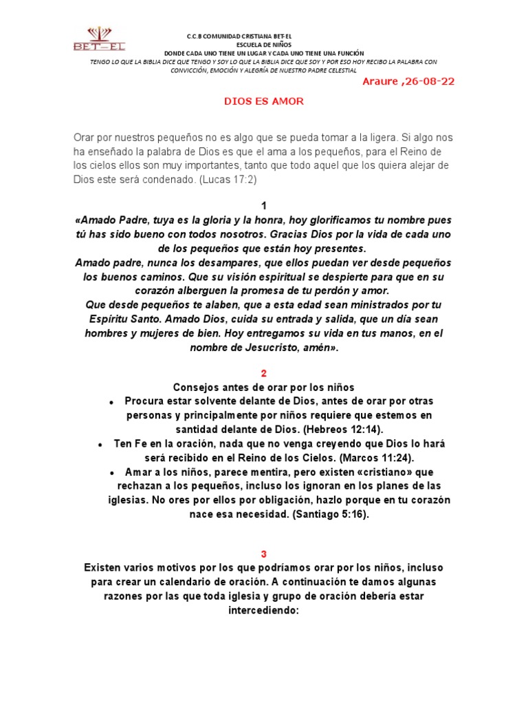 Actividades sobre el Amor de Dios para Niños | PDF | Salud y bienestar ...