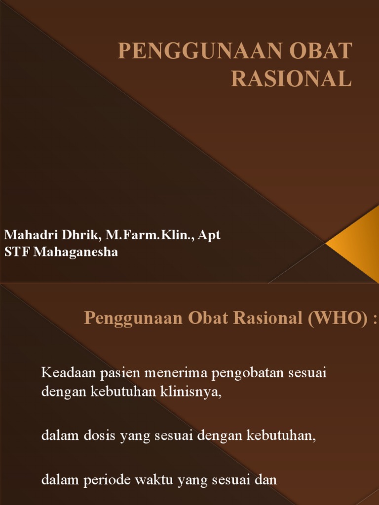 Penggunaan Obat Rasional Menurut WHO | PDF