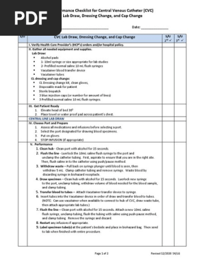 CVC Lab Draw and Dressing Change Guide | PDF | Syringe | Intravenous Therapy