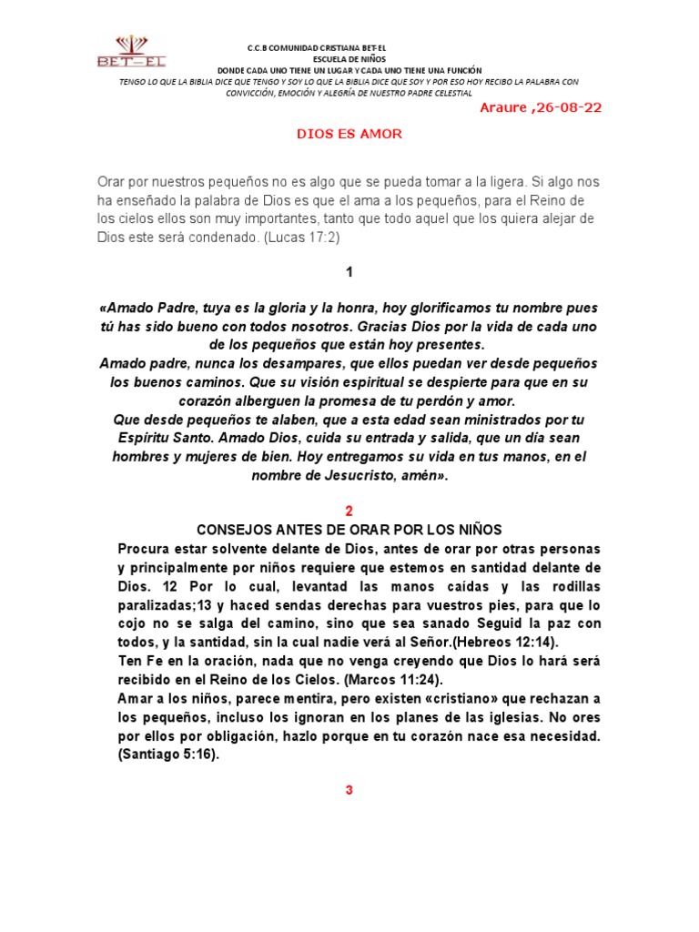 Oraciones Por Los Niños | PDF | Oración | Amor
