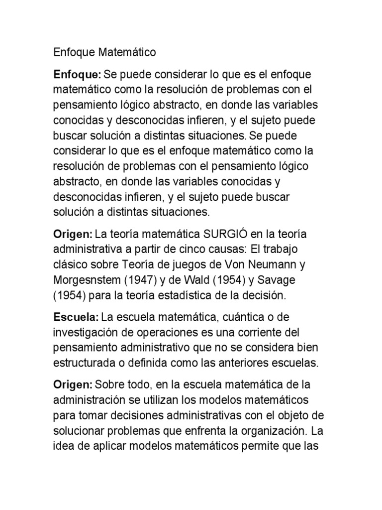 Enfoque Matemático | PDF | Matemáticas | Toma de decisiones