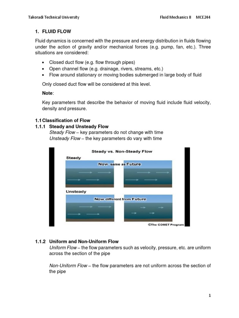 MCE 244 - Lecture Notes Wk1 | PDF | Fluid Dynamics | Viscosity