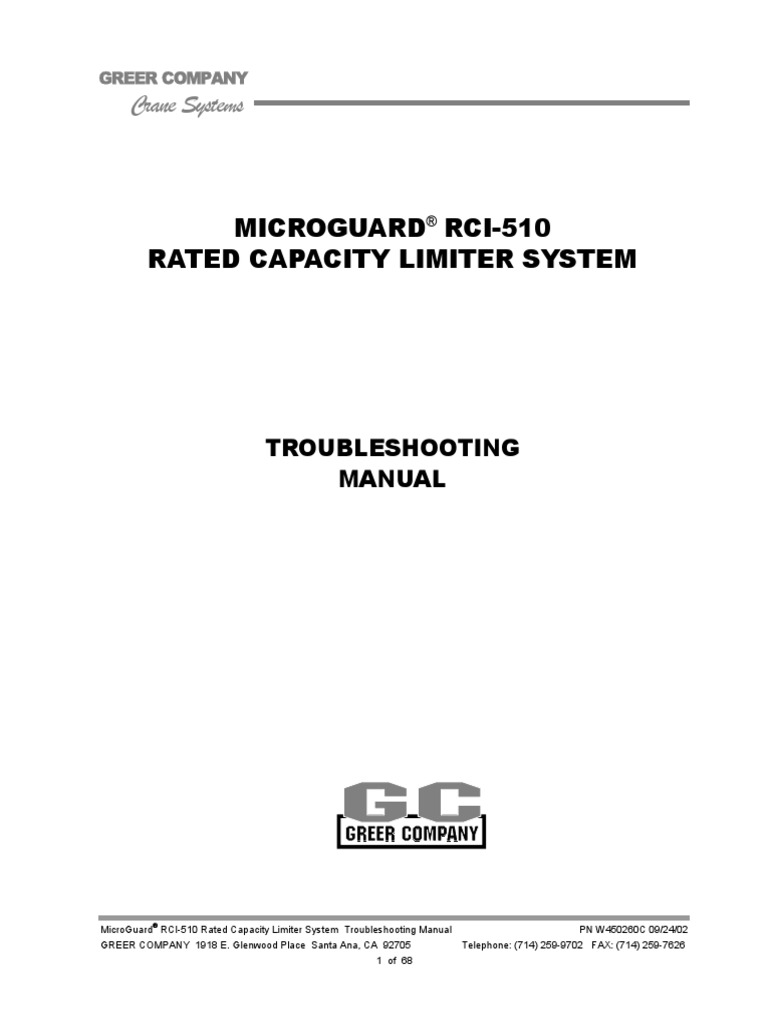 Greer RCI-510 - TROUBLE - SHOOTING - MANUAL - REV - C | PDF