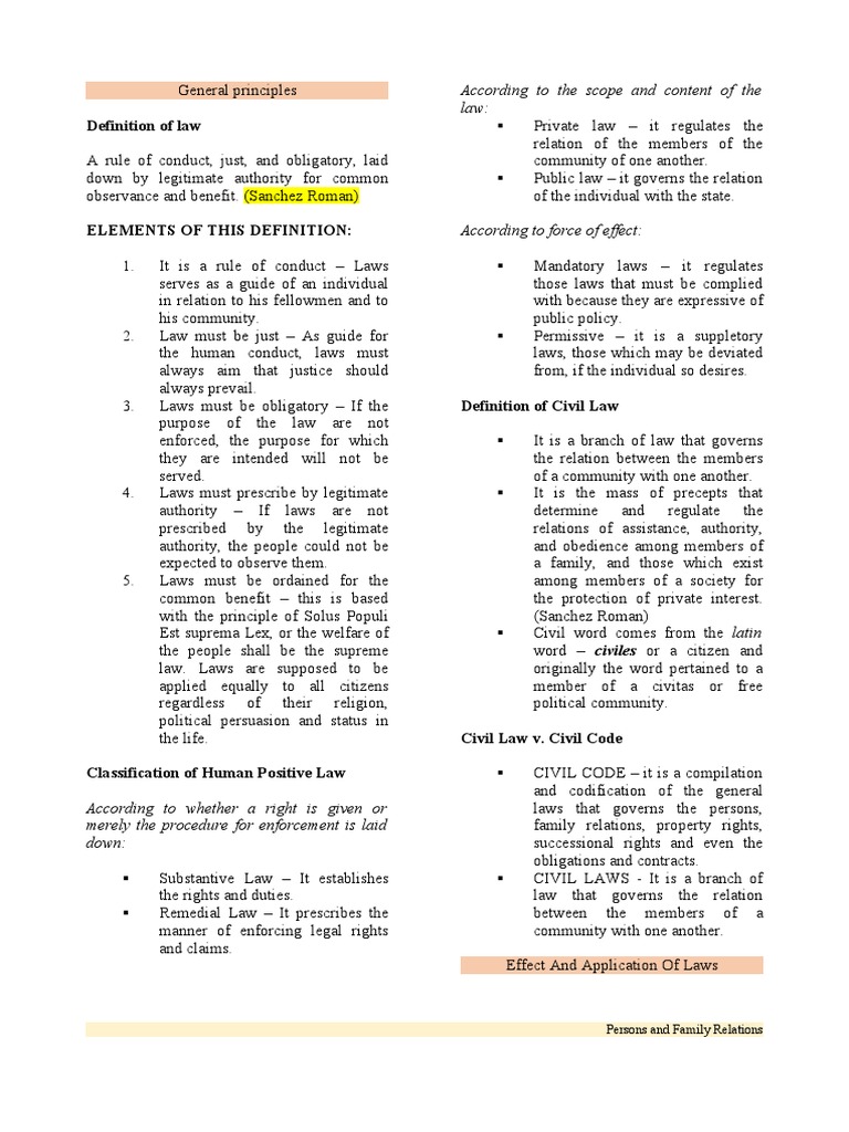 Understanding Philippine Law Principles | PDF | Civil Law (Legal System ...