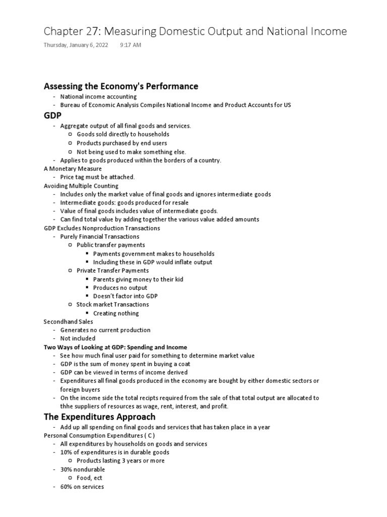 National Income and Economic Assessment | PDF | Gross Domestic Product ...