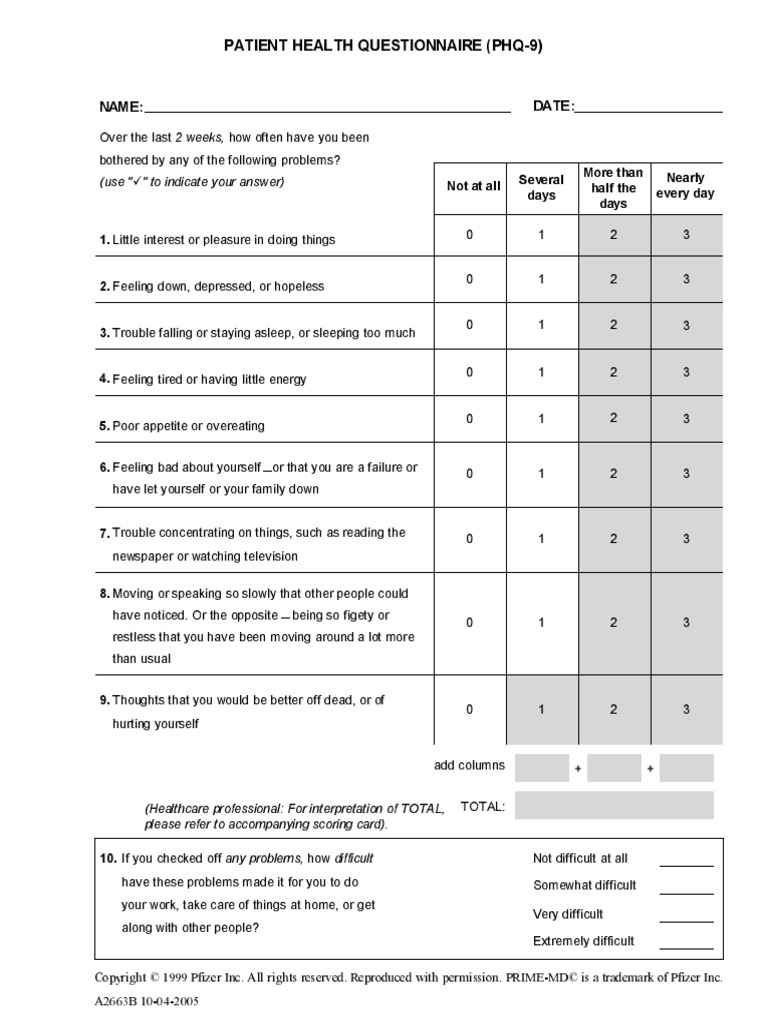 PHQ Questions | PDF