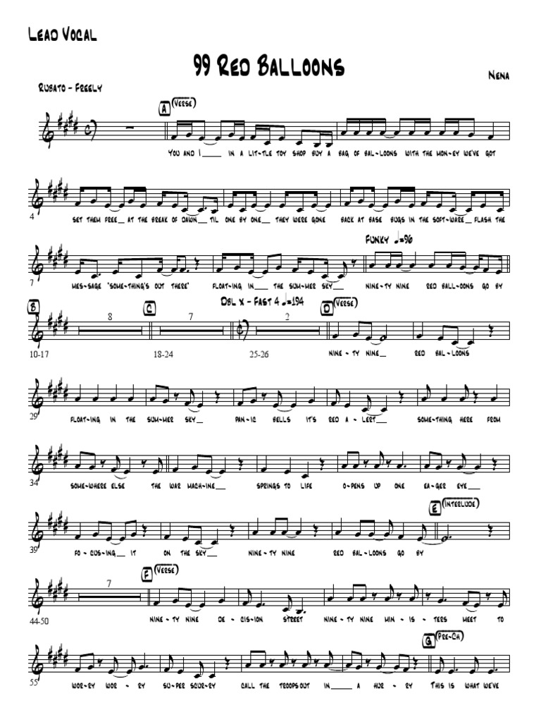 99 Red Balloons Lead Vocal PDF