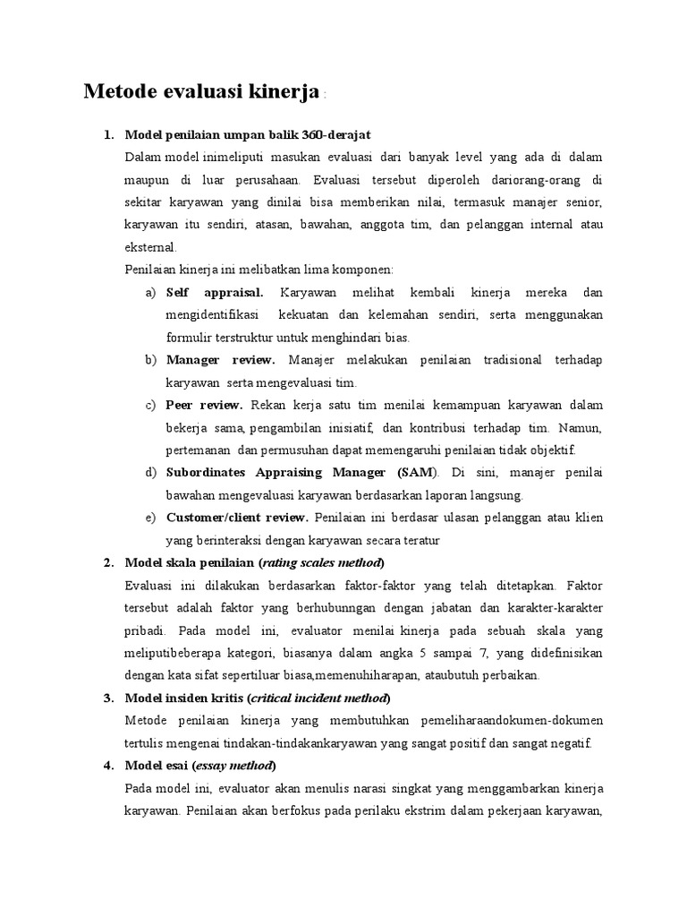 Metode Evaluasi Kinerja Pdf