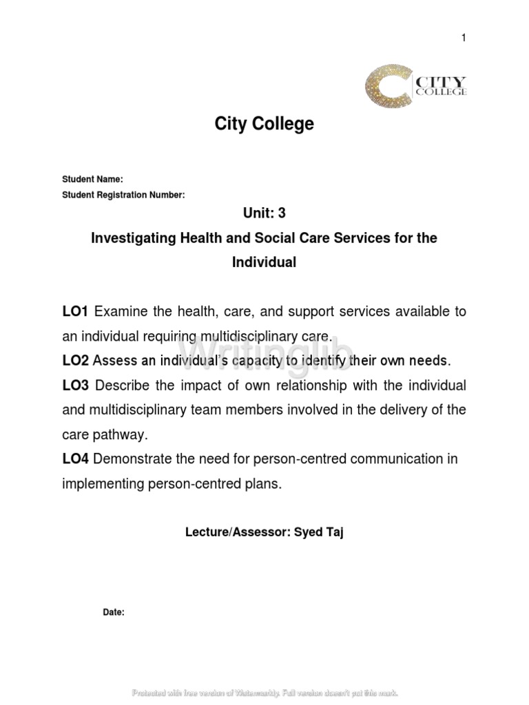 Unit 3 Health and Social Care PDF Health Care Patient