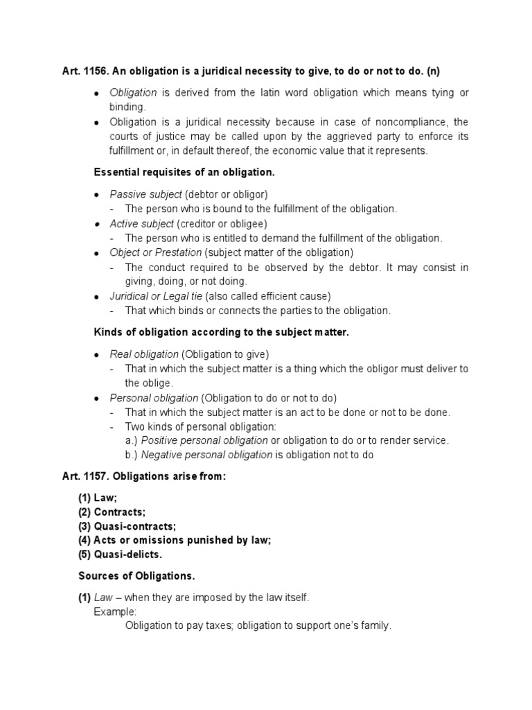 Understanding Legal Obligations and Contracts | PDF | Law Of ...