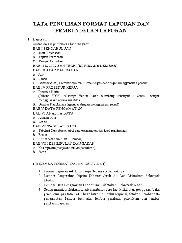 FORMATTING GUIDELINES FOR LAB REPORTS AND BUNDLING LAB REPORTS PDF