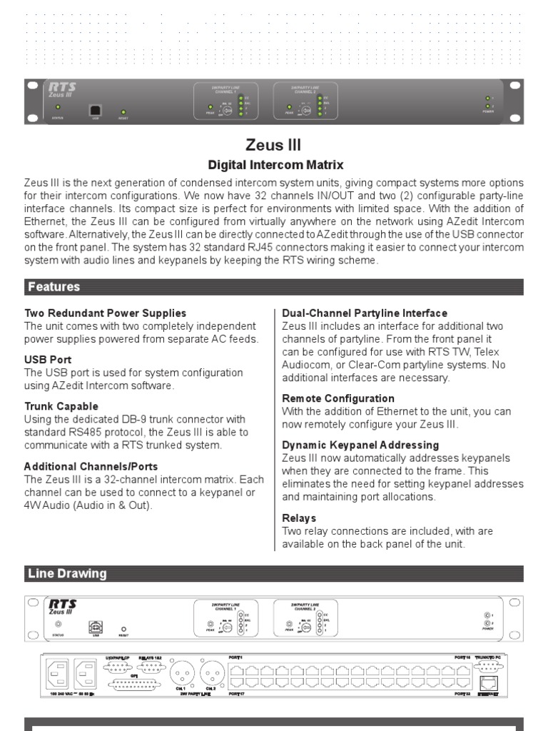 Zeus III Digital Intercom Matrix Overview | PDF | Usb | Computer ...