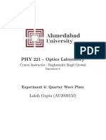 PHY 221 Optics Lab Experiment 6 on Quarter Wave Plate