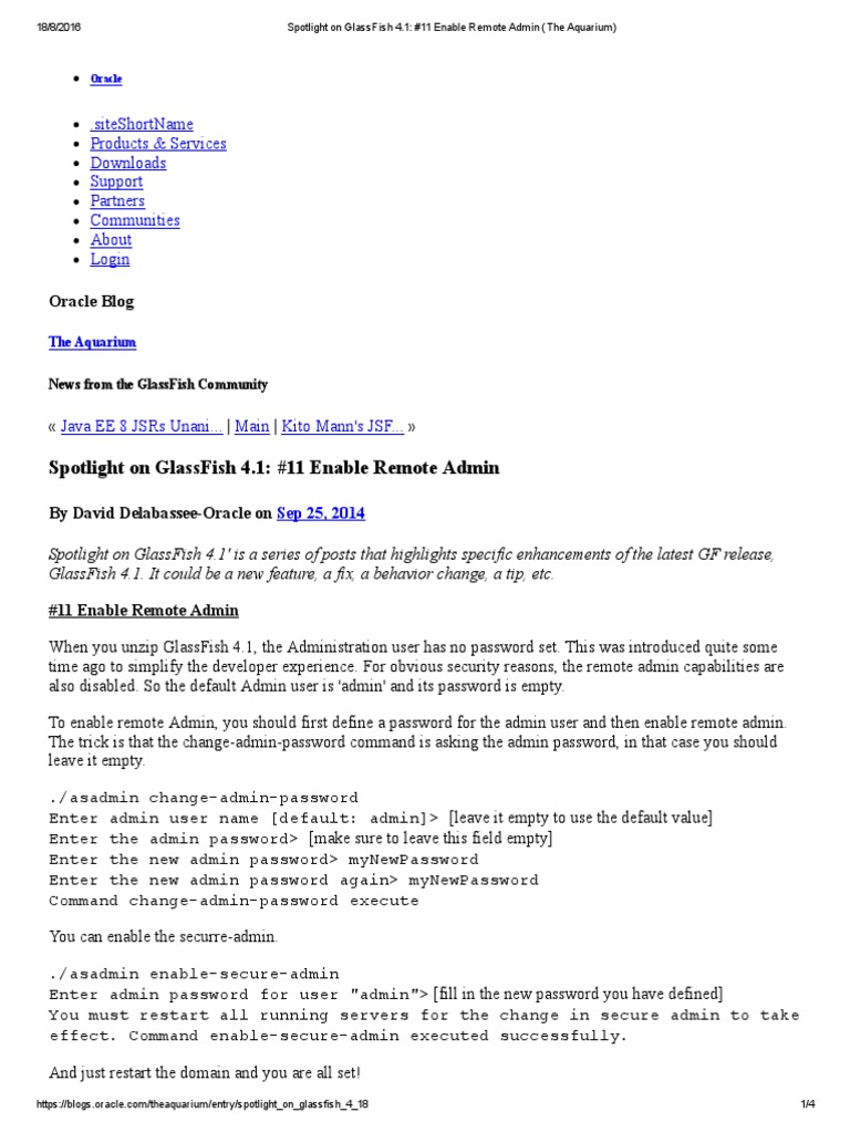 Glassfish Enable Admin Console PDF  Software Software