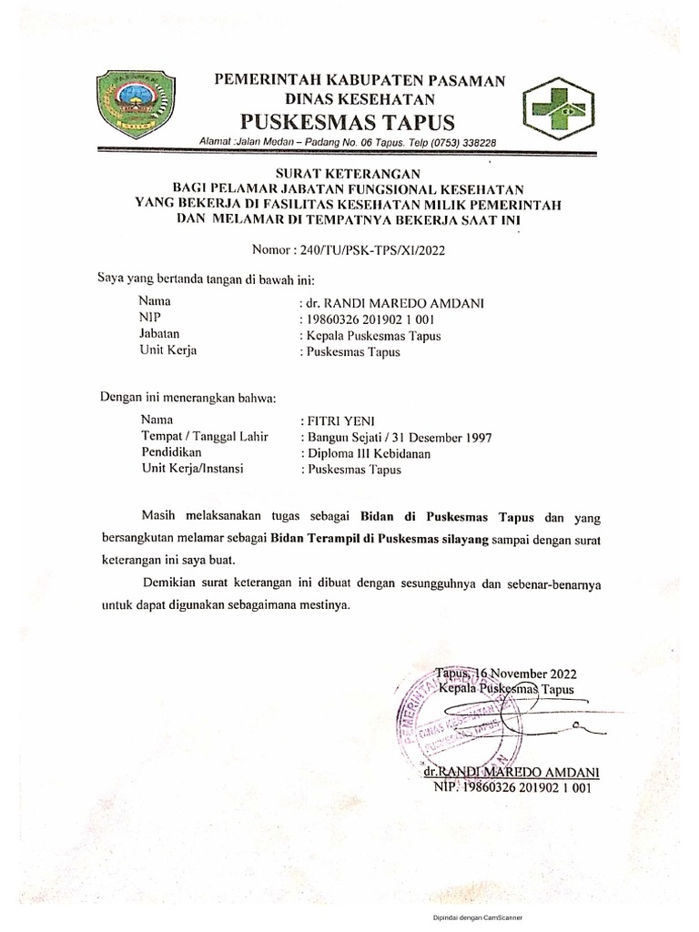 Surat Keterangan Rekomendasi | PDF