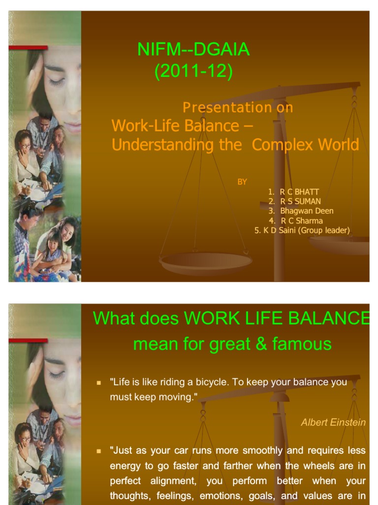 Work Work - Life Balance Life Balance ƛ ƛ Understanding The Complex ...