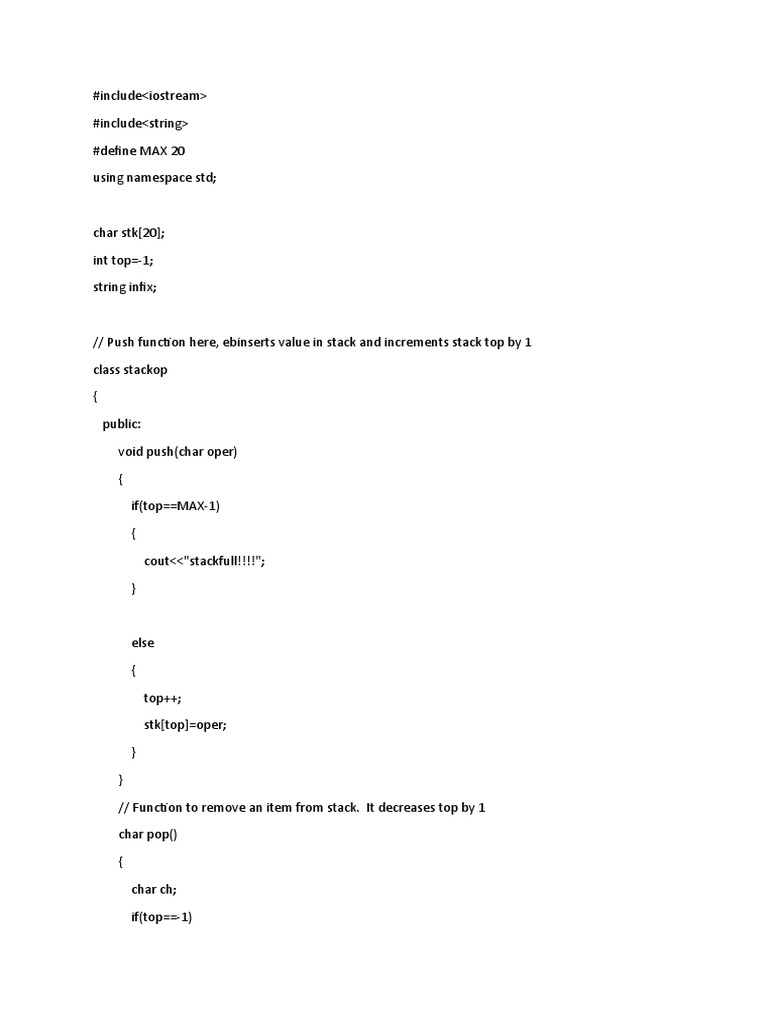 Infix To Postfix C++ Code | PDF | Computer Programming | Software ...