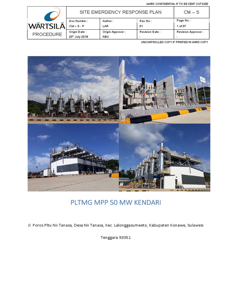 Site Emergency Response Plan Wid Kendari Pdf Engines