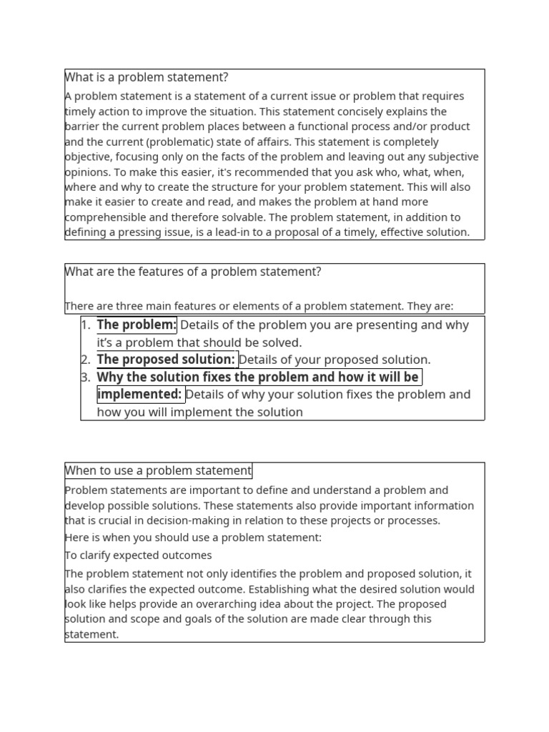 What Is A Problem Statement?: Implemented: Details of Why Your Solution ...