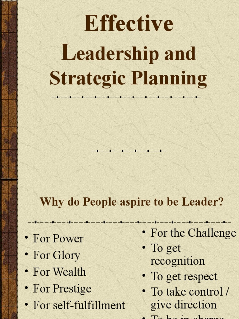 Strategic Leadership and Planning | PDF | Leadership | Strategic Leadership