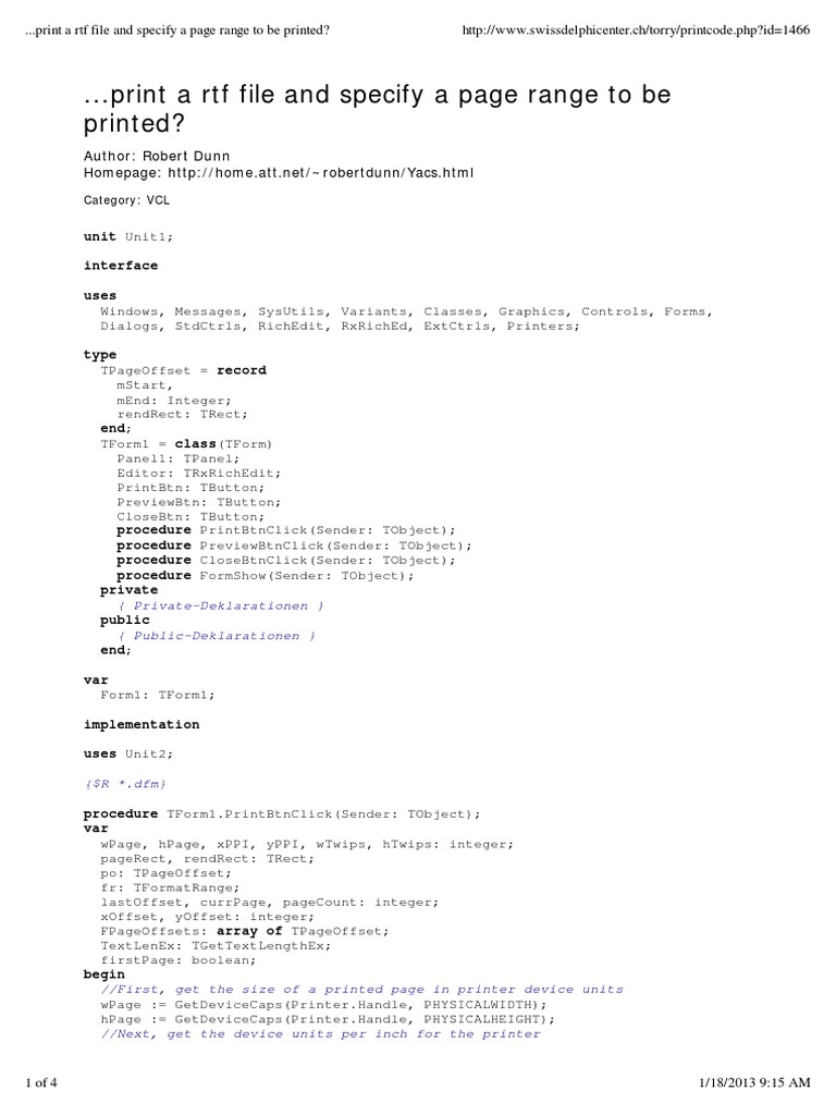 Print A RTF File and Specify A Page Range To Be Printed | PDF | Printer ...