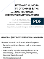 Cell Mediated and Humoral Immunity. Cytokines & The Immune Responses, Hypersensitivity Reactions