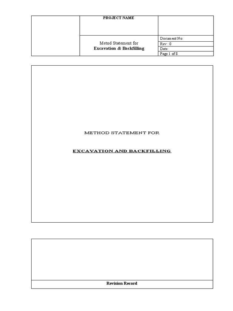 Excavation and Backfilling Method Statement | PDF | Specification ...