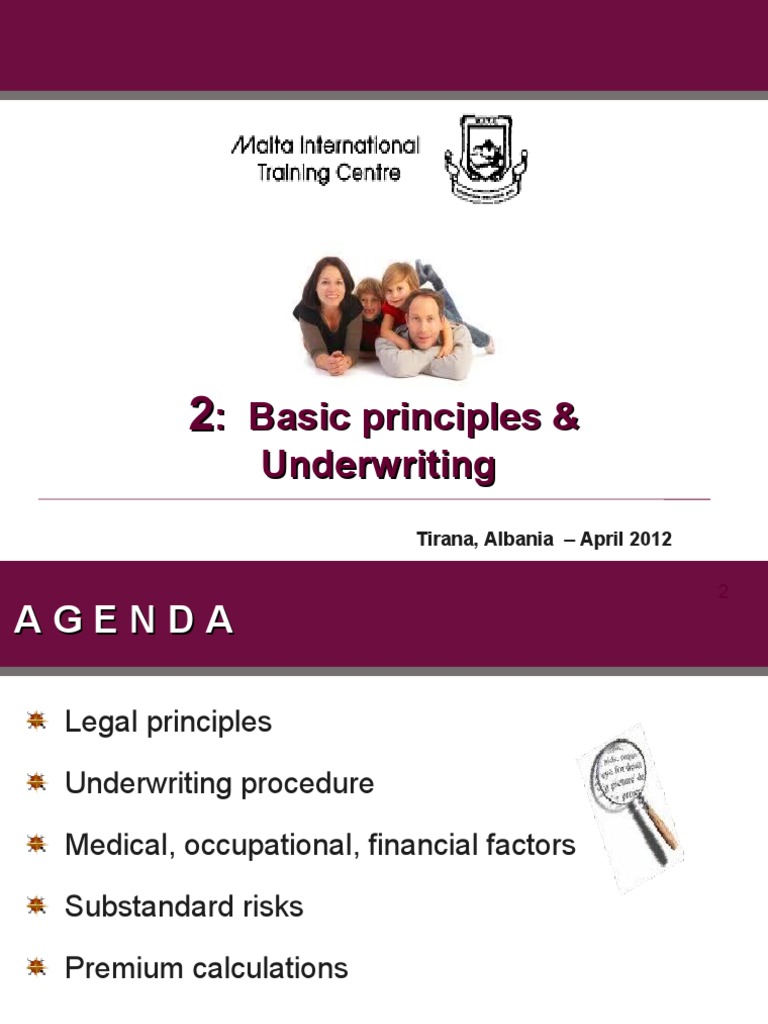 Unit 2 Basic Principles Underwriting PDF Insurance Underwriting