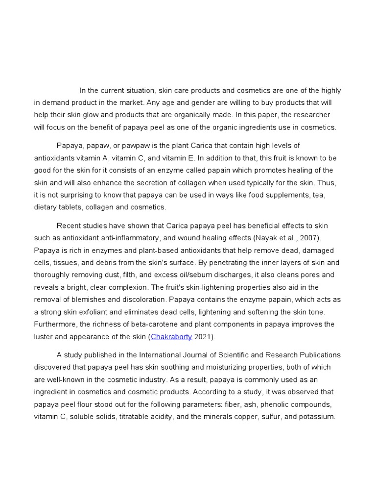 The Benefits of Papaya Peel as an Organic Ingredient in Cosmetic