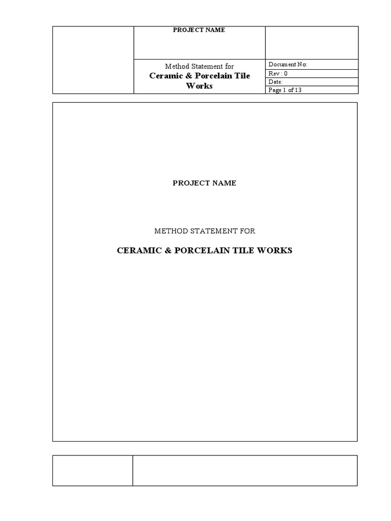 Method Statement for Tile Works | PDF | Tile | Personal Protective ...