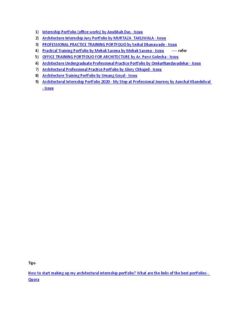 Internship Portfolio Samples PDF