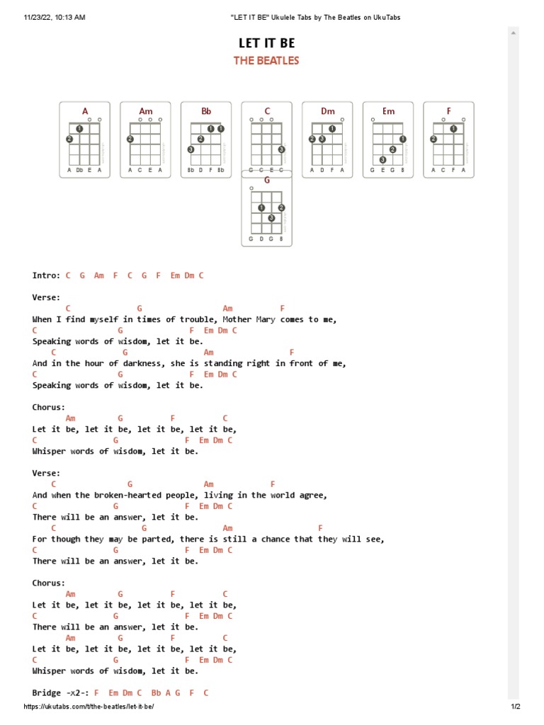 LET IT BE - Ukulele | PDF | Music | Singles (Music)