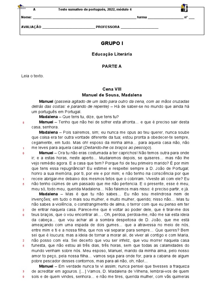 Teste de Português: Análise e Escrita 2022 | PDF | Linguística