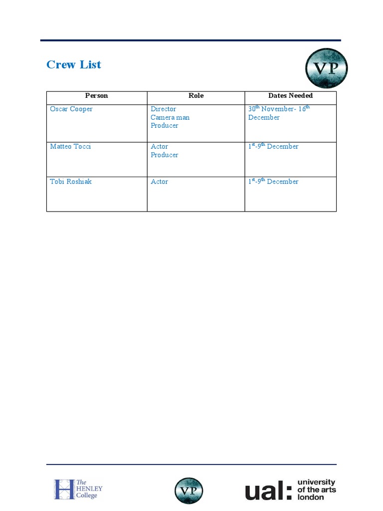 Crew List | PDF
