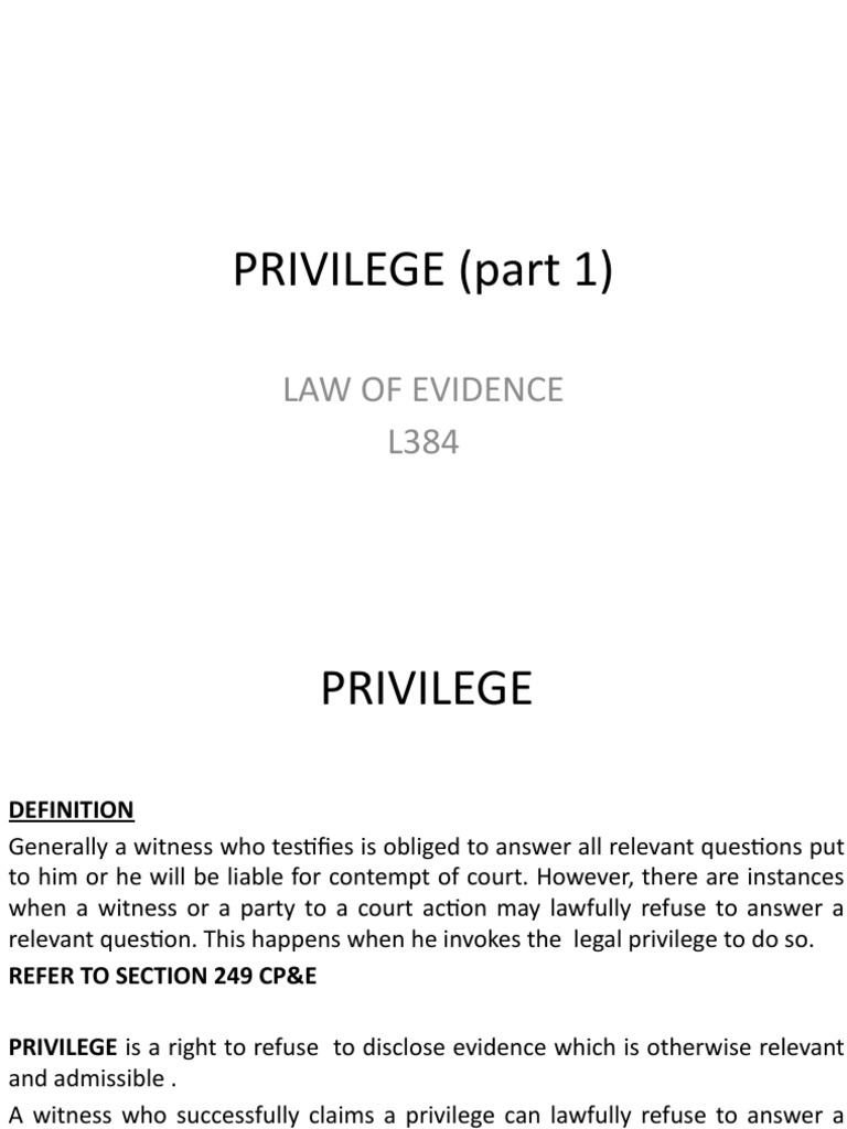 Understanding Legal Privilege in Evidence | PDF | Self Incrimination ...