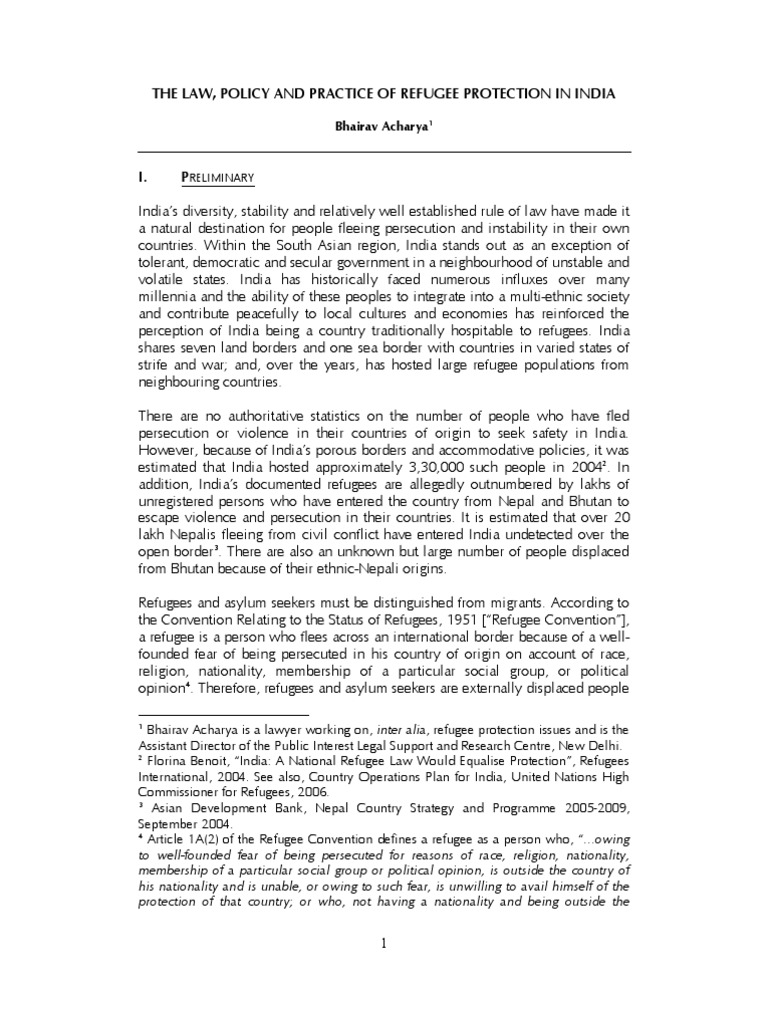 Refugee Protection Law in India | PDF | Refugee | Treaty