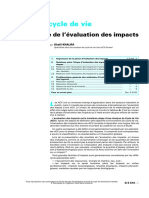 Analyse Du Cycle de Vie Problématique de L'évaluation Des Im