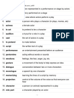 List of Drama Vocabulary in A Table