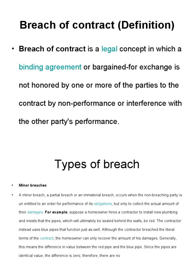 What Is Breach Of Contract In Business Law