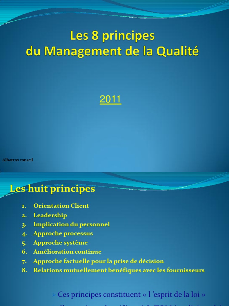 Huit principes du management de la qualité | PDF | Direction ...