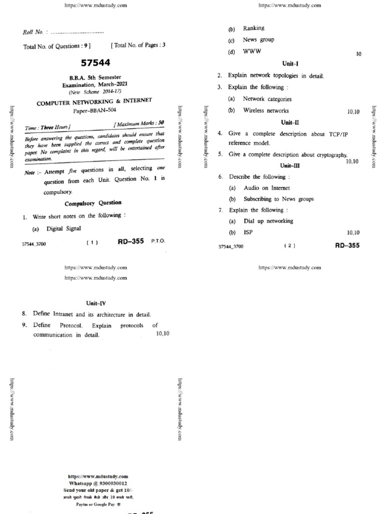 Bba 5 sem computer networking and internet 57544 mar 2021 pdf