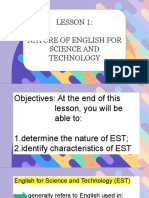English for Science and Technology Characteristics