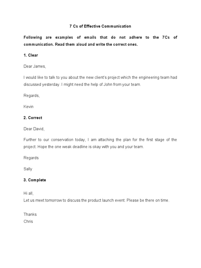 7Cs Exercise | PDF
