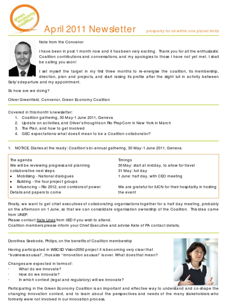 GEC Newsletter April 2011 | PDF | Green Economy | Governance