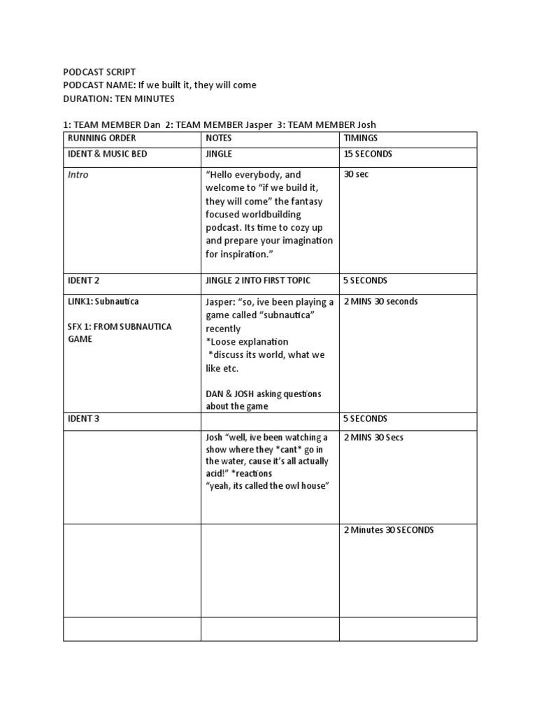 Podcast Script Template 1 | PDF