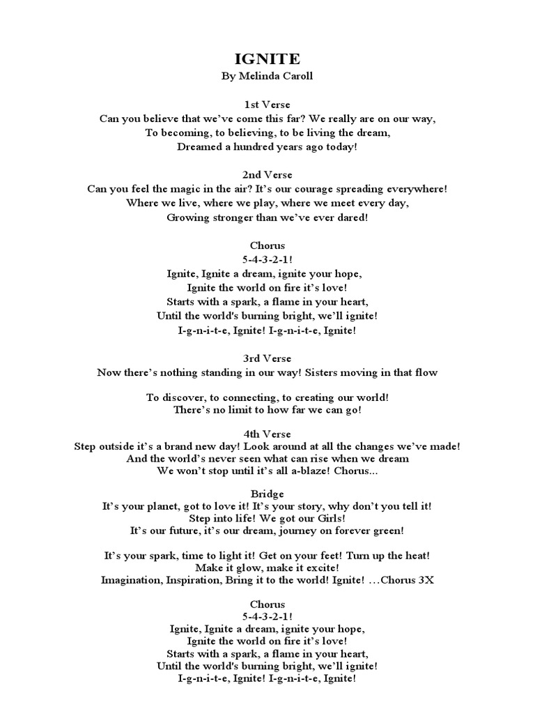 IGNITE Lyrics PDF