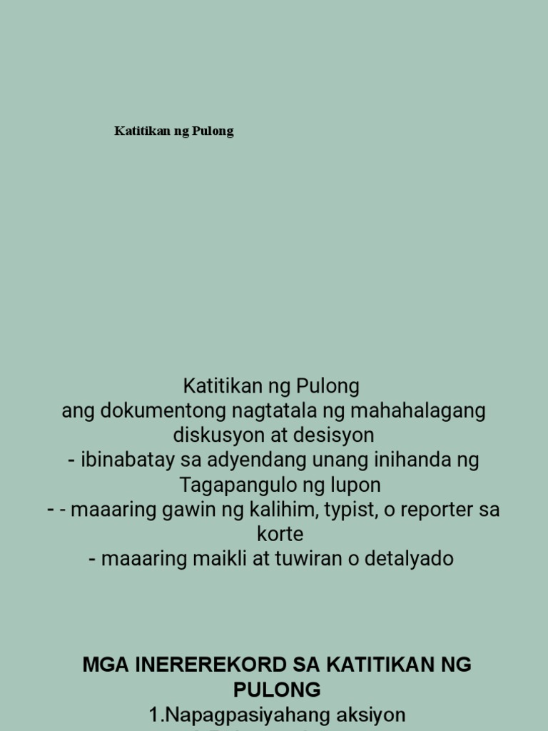 Aralin para Sa Katitikan NG Pulong (Filipino Sa Piling Larang) | PDF